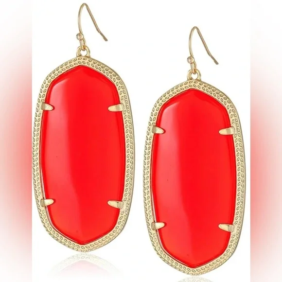 Lot of 2x [Kendra Scott] Danielle Faceted Drop Earrings Red/Gold & Black/Gold - Picture 4 of 15